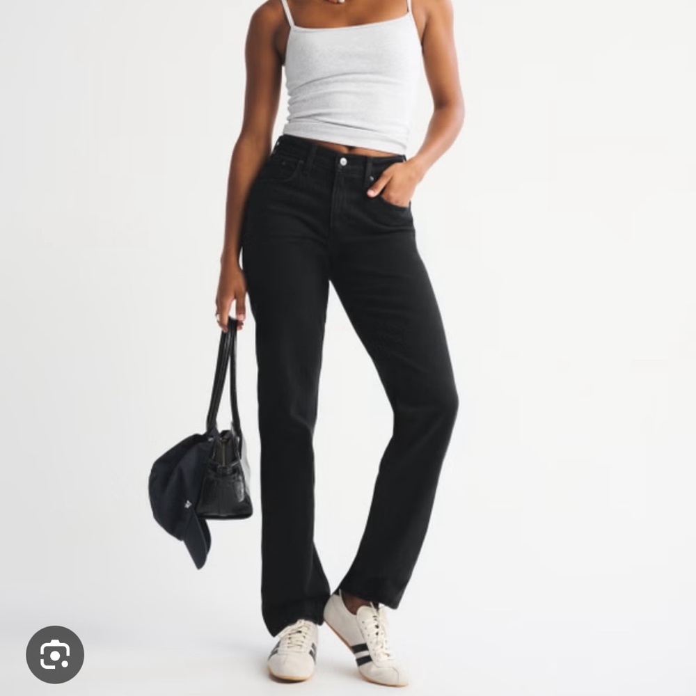 Abercrombie & Fitch Black Straight Leg Jeans Mid Rise Curve Love 29 Regular